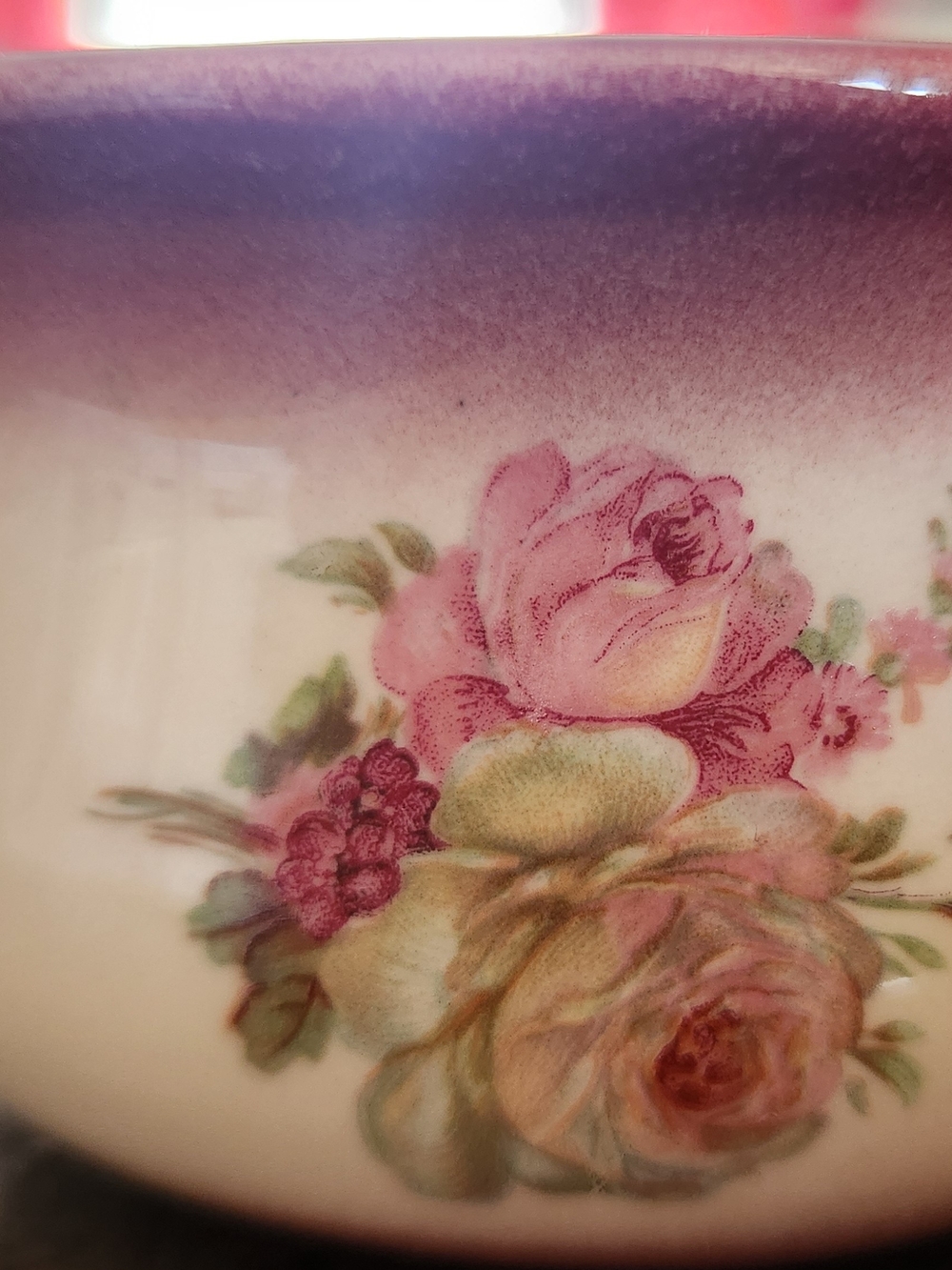 VTG Ironstone Staffordshire Ceramic Chamber Pot Floral Design 2.5" Tall